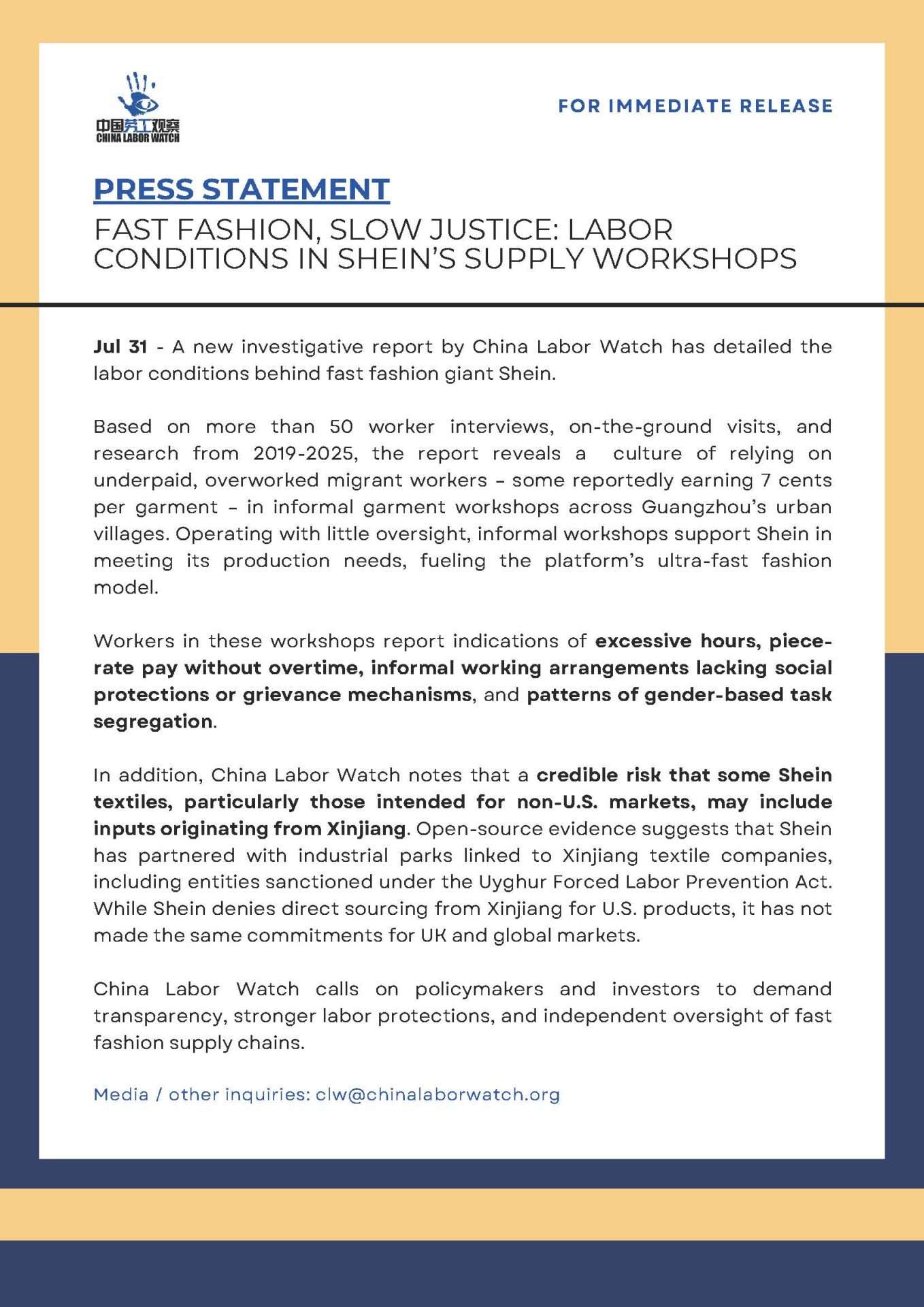 3. Press release